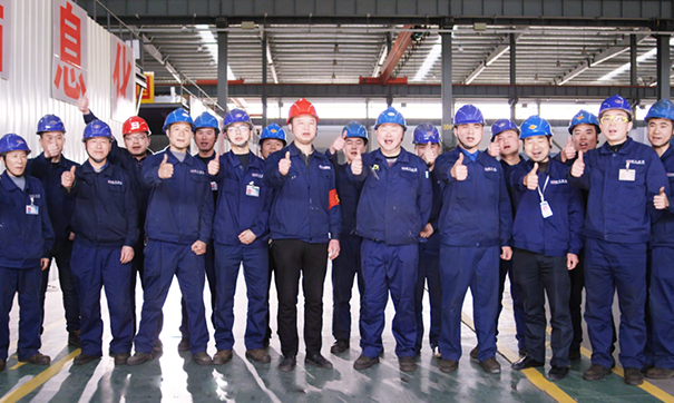 Professional team members at the factory