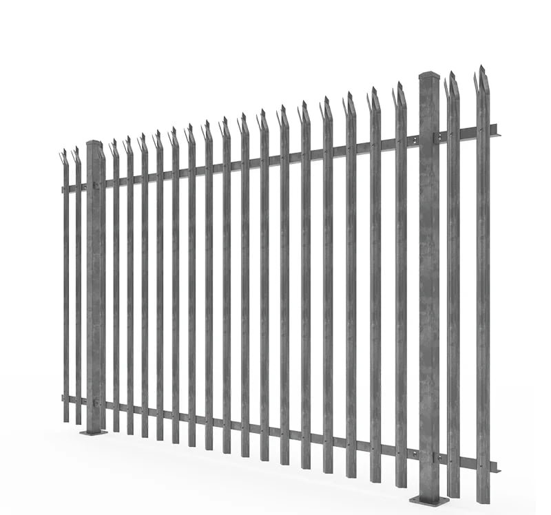 Palisade Security Fence -- W or D profile steel pales for perimeter security